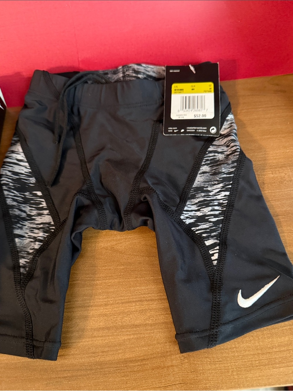 NWT Nike Swim Foil Evolve Jammer Swimsuit Black Gray Size 22 NESSA125
